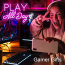 Play All Day Neon Signs for Wall Decor Pink Led Light Sign for Birthday Party Bedroom Game Room Christmas Gifts, Gamer Neon Sign Wall Art (Play All Day (Pink))