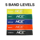 HCE Resistance Bands Set of 5 Fabric Resistance Bands, Butt Glutes Thighs Stretch Bands Made of Fabric 5-Pc Non-Slip Loop Bands for Workout Crossfit Yoga Pilates with Bag