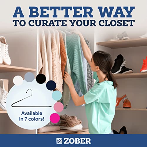 Zober Pants Hangers Non Slip - 20 Pack Open Ended Pants and Jean Hangers for Closet - Space Saving Clothes Hanger - Strong, Durable, Metal Pant Hangers (Pink)