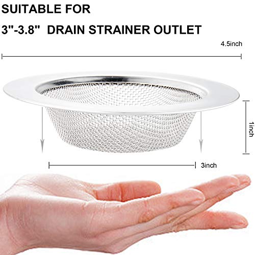 2 PCS Kitchen Sink Strainer Stainless Steel, kitchen Sink Drain Strainer，Sink Strainers with Large Wide Rim 4.5" Diameter for Kitchen Sinks