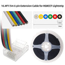 GIDEALED RGBWW 6-Pin LED Strip Connector Kit with 5 m Extension Cable, 12 mm LED Strip RGBCW to Cable, Solderless Transparent LED Connection for All Standard 6-Pin RGBCCT LightStrip Plus