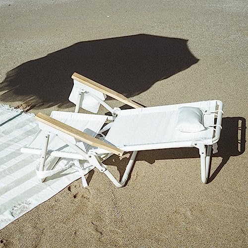 Business & Pleasure Co. Holiday Tommy Chairs - Set of 2 Reclining Backpack Beach Chairs - Antique White, 2-Pack