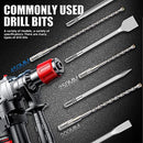 Swpeet 17Pcs Rotary Hammer Drill Bits and Chisel Set, 13 Drill Bits and 4 Chisels with Storage Case, Concrete Masonry Hole Tool Carbide-Tipped Masonry Drill Bits and Chisels for Concrete Stone Brick