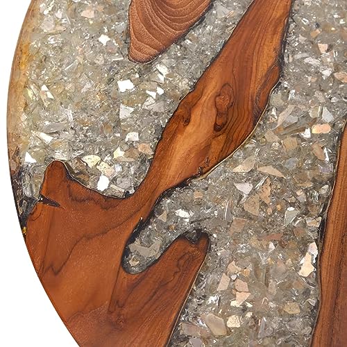 vidaXL Teak Resin Coffee Side Table Mango Wood Base Round Rustic Furniture