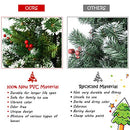 Costway Mixed Artificial Christmas Tree, Premium Pencil Look Slim Xmas Tree w/ Pre Decorated Holly Berries, Snow Flocked Pine Needles, Sturdy Metal Base, Hinged Construction, Easy Set-up, 100% New PVC Material for Christmas Home Décor, 1.5M (5FT(1.5M))