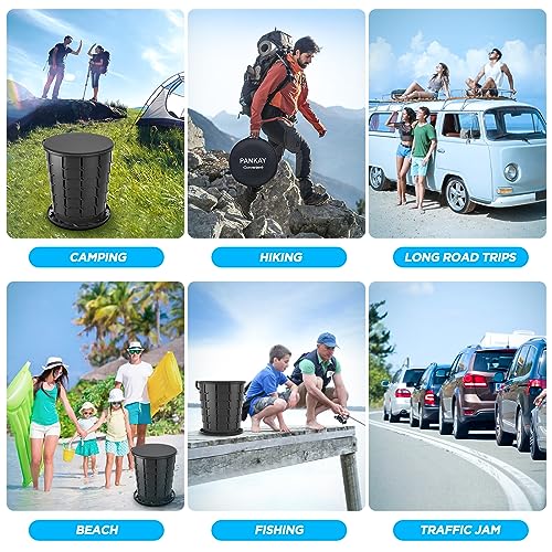 PANKAY 16.4" XXL Portable Toilet for Adults Camping, Retractable Camping Toilet,Adjustable Height Portable Potty for Kids, Travel Toilet with Handbag, Foldable Camp Toilet for Car Hiking