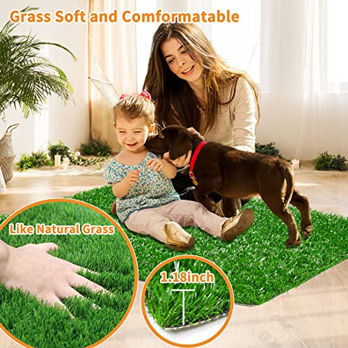 LOOBANI Dog Grass Pee Pads, Artificial Turf Pet Grass Mat Replacement for Puppy Potty Trainer Indoor/Outdoor Use - Set of 2 (14"x18")