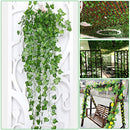 84 Ft 12 Pack Artificial Ivy Leaf, MerryNine Hanging Vines Fake Ivy Leaves Plants Fake Foliage Flowers Fake Greenery Decor for Home Kitchen Garden Office Wedding Wall Party Decoration(Ivy Leaf)