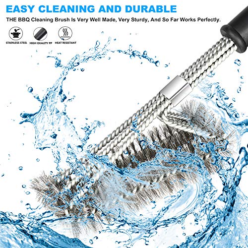 Ayvicco Perfect BBQ Grill Brush, 18" Grill Brush - Stainless Steel Brush w/Wire Bristles 3-in-1 Grill Cleaner Provides Effortless Cleaning, Great Grill Accessories Grill Cooking Grates