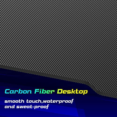 Ufurniture Black Gaming Desk with Cup Holder Headphone Holder 120 * 60 * 73cm, Workstation Computer Desk Carbon Fibre Surface