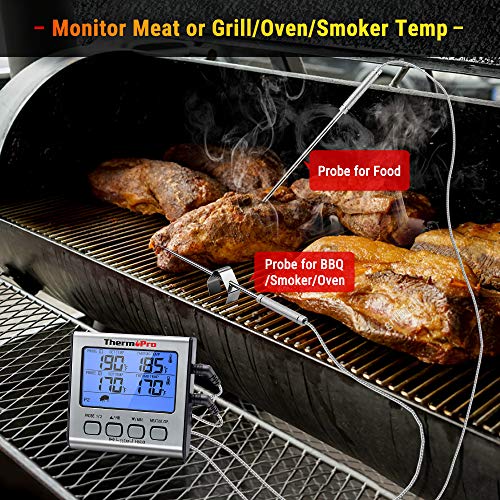 ThermoPro TP17 Digital Meat Thermometer with Dual Temperature Probe Large Backlight LCD Food Thermometer with Timer for Kitchen Oven BBQ Cooking Thermometer