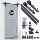 Ekkio 2m Sliding Barn Door Hardware Track, Smooth and Effortless Sliding 120kg Weight Capacity Carbon Steel Roller Stoppers for 35-45mm Door Thickness