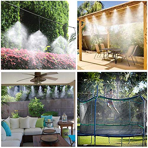 2RZ Misting Cooling System Kit 26.2FT(8M) Misting Line DIY Outdoor Mist Cooling Kit+11 Brass Nozzles Garden Misting Irrigation System for Garden Greenhouse, Flower Bed,Patio,Lawn