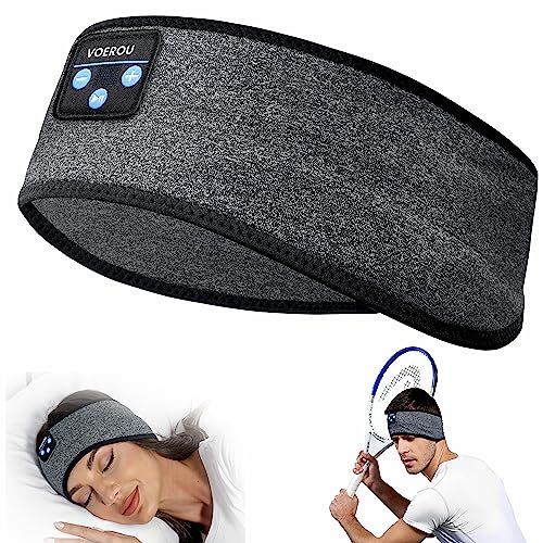 Voerou Sleep Headphones Bluetooth Headband, Cozy Band Wireless Headphones,Sleeping Headphones with Stereo Speakers-Cool Tech Gifts for Men Women,Perfects for Workout,Running,Yoga,Travel