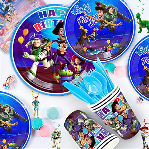 Toy Game Story Party Supplies,167pcs Toy Story Party Decorations&Tableware Set-Toy Story Party Banner Balloons Tablecloth Plates Napkins Cups etc Toy Story Theme Birthday Party Supplies for Kids Boys