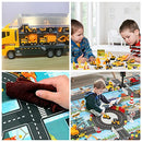 ZCOINS Construction Trucks 11 in 1 Vehicles with Car Met and Road Sign Sticker Car Toys for Over 3 Year Old Boys