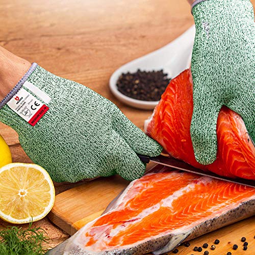 NoCry Premium Cut Resistant Gloves Food Grade — Level 5 Protection;  Ambidextrous; Machine Washable; Superior Comfort and Dexterity; Lightweight  Protective Gloves; Complimentary eBook 