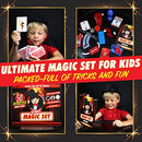 BLOONSY Magic Kit for Kids | Magic Tricks Set for Kids Age 6 8 10 12 | Magician Costume for Pretend Play with Easy to Follow Guide and Video Instructions Included