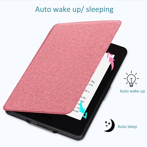 Twinspail Case Compatible with 6 inch All-New Kindle 11th Generation 2022 Released w/Hand Loop, Cloth Texture Kindle Cover 6" for Kindle 2022 11th Gen Case C2V2L3 Auto Wake Up/Sleeping, Pink