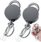 Retractable Badge Holder Heavy Duty Badge Reels ID Holder, Badge Holder with Belt Clip Key Ring for Name Card Keychain 2 Pack [All Metal Casing, 27.5" Steel Wire Cord, Reinforced ID Strap