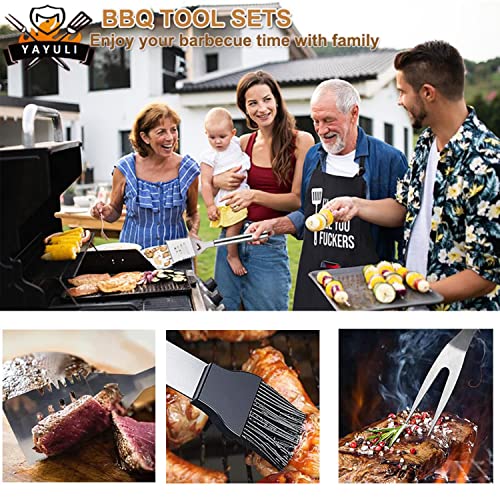 Barbecue Tool Set（with BBQ Apron）Stainless Steel Barbecue Utensils Accessories,Grill Tool Set,for Barbecue Indoor Outdoor,Party and Picnic,BBQ Grill Utensils Perfect Gift for Men and Women