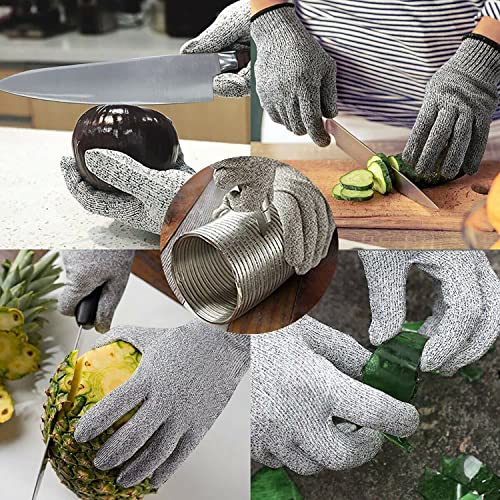 1Pair Cut Resistant Glove Food Grade Safety Stainless Steel Cut Proof Stab Resistant Wire 1Pair Cut Resistant Glove Food Grade Metal Mesh Butcher Glove S/M/L (M: 21.5cm)