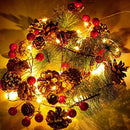 1.9 Meters 20 LED Christmas Garland with Lights, Red Berry Pine Cone Garland Lights Battery Operated, led Garland String Lights, Christmas Decorations for Home, Garland for Fireplace