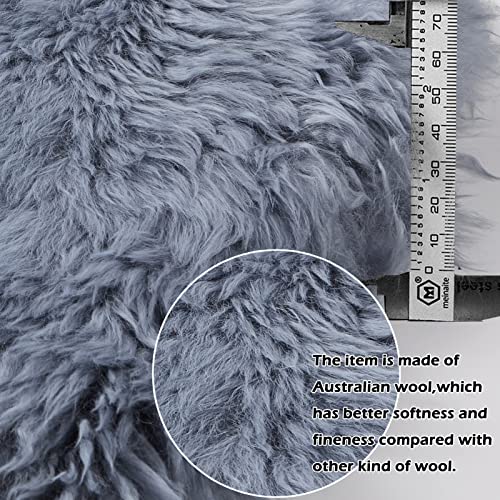 Big Ant Sheepskin Seat Covers, Sleek Design Authentic Australian Full Size Car Seat Pad Soft Long Wool Warm Seat Cushion Cover Winter Protector - Universal Fit for Cars Driver Seat Office Chair(Gray)