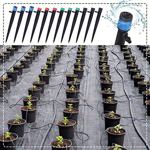 400 Pieces 5.2 Inch Drip Emitters Fan Drip Emitters for 1/4 Inch Drip Irrigation Tubing Adjustable 360 Degree Water Flow Drippers Watering System Irrigation Tube Hose Irrigation Sprayer Head Garden