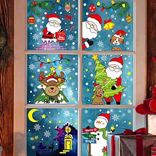 Christmas Snowflake Window Stickers - 12 Sheet Window Decorations Double-Side Removable Sticker Holiday Decals for Office Home School Christmas Party Supplies Winter Holiday Window Decorations