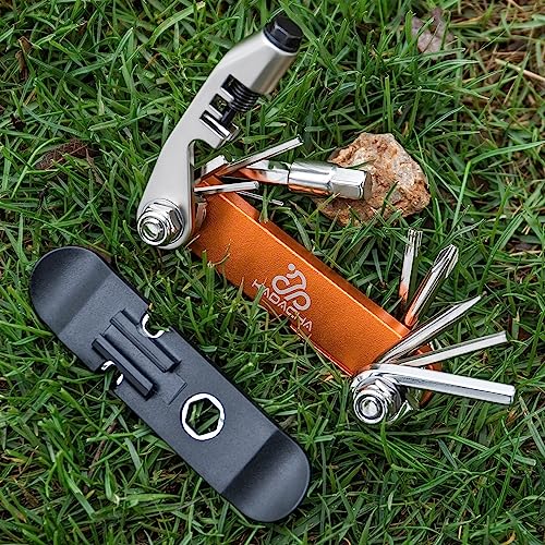 Bike Multitool - Bike Chain Tool/Torx/Hex/Screwdriver - Bicycle Multitool Kit Compact and Lightweight Repair Tools for Road and Mountain Bikes (Orange)