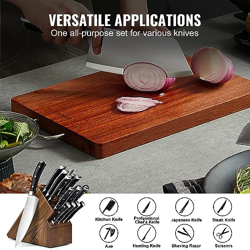 VEVOR Whetstone Knife Sharpening Kit, 2 Dual-Sided Grit Whetstones 400/1000 3000/8000, 10PCS Knife Sharpener Kit with 3 Non-Slip Bases, Angle & Honing Guide, Flattening Stone for All Knives, Scissors