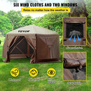 VEVOR Gazebo Screen Tent, 12 x ft, 6 Sided Pop-up Camping Canopy Shelter Tent with Mesh Windows, Portable Carry Bag, Ground Stakes, Large Shade Tents for Outdoor Camping, Lawn & Backyard, Brown/Beige