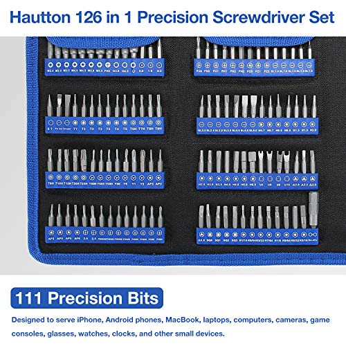 Hautton Precision Screwdriver Set, 126 in 1 Magnetic Screwdriver Kit, Multi-function Professional Repair Tool Kit with Portable Oxford Bag for Phone Laptop PC Watch Electronics and More -Black