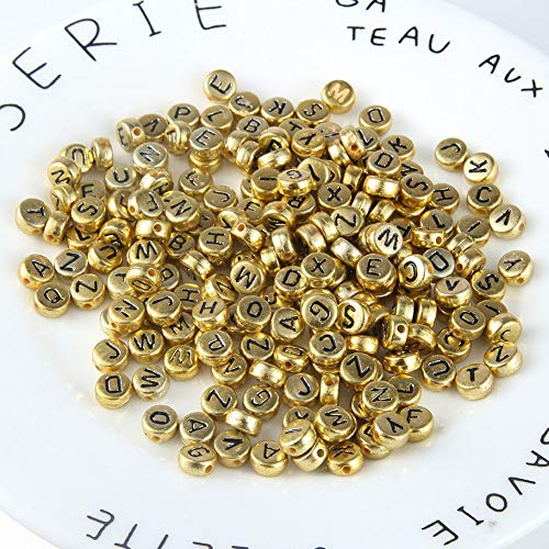 Zsail Letter Beads 1000pcs Acrylic Alphabet Letter Beads A-Z Letter for Jewelry Making (Gold)