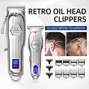 2 in 1 Full Metal Combo Kit Barber Hair Clipper For Men Professional Electric Beard Hair Trimmer Rechargeable Haircut