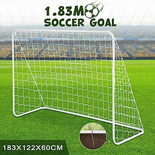 Soccer Goal Football Net Set Kids Adults Sports Training Practice Metal Frame Home Backyard Outdoor Games Match 1.83x1.22m