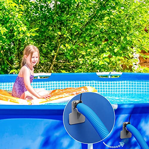 4 Sets Pool Pump Replacement Hose for Above Ground Pools 1.25 In Diameter Replacement Hose 59 In Long and Pool Pipe Holders Pool Accessory Compatible with Filter Pumps 330 GPH 530 GPH 1000 GPH (Blue)