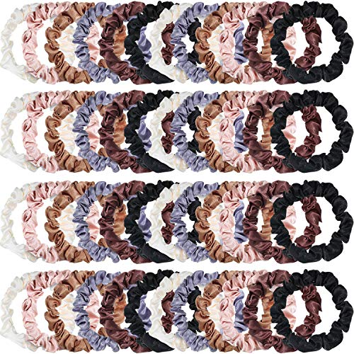 48 Pieces Satin Hair Scrunchies Elastic Silk Hair Bands Ponytail Holders Multicolor Hair Tie Scrunchy for Women Girl Hair Accessories