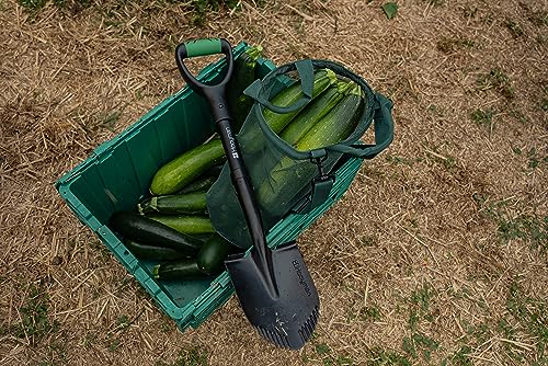 Hooyman Mini Digging Shovel with Heavy Duty Carbon Steel Construction, Ergonomic No-Slip H-Grip Handles, D Handle, and Serrated Blades for Gardening, Land Management, Yardwork, Farming, and Outdoors