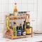 Multipurpose Spice Rack Organiser, Two Tier Kitchen Storage Wooden Spice Rack, Suitable for Countertops, Cabinets, Cosmetic Display Racks, Bathroom Partition Organizer Storage Racks.