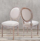 COLAMY French Country Dining Chairs Set of 2, Upholstered Farmhouse Dining Room Chairs with Round Back, Solid Wood Legs, Accent Side Chairs for Kitchen/Living Room/Bedroom- Beige