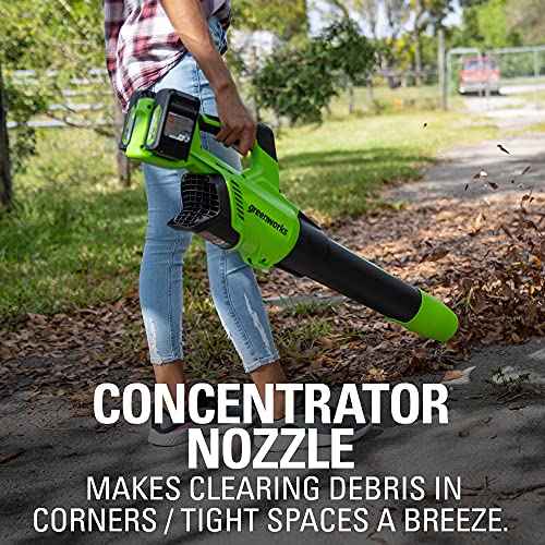Greenworks 48V (2 x 24V) Brushless Cordless Axial Blower (140 MPH / 585 CFM), (2) 4.0Ah USB Batteries (USB Hub) and Dual Port Rapid Charger Included)