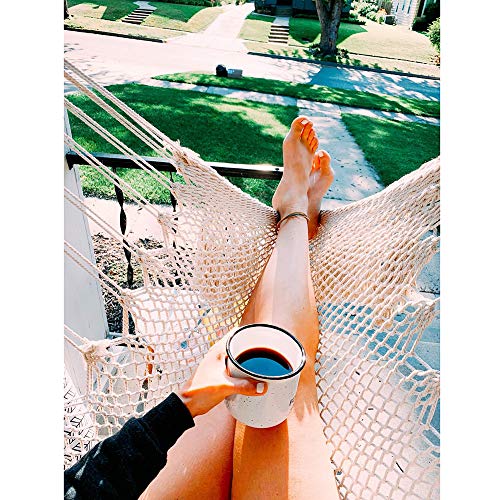 Chihee Hammock Chair Super Large Hanging Soft-Spun Cotton Rope Weaving Chair, Hardwood Spreader Bar Wide Seat Lace Swing Chair Indoor Outdoor Garden Yard Theme Decoration