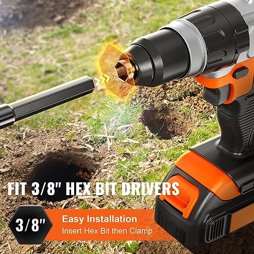 VEVOR Auger Drill Bits for Planting Set of 2, 2 x 16 in, 4 x 16 in, Garden Auger Drill Bit, Spiral Drill Bit for Post Hole Digger, Bulbs Planting & Holes Digging, for 3/8" Hex Drive Drill