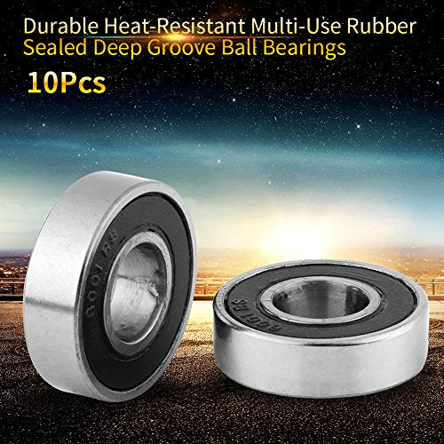 10 Pcs Durable Multi-Use Rubber Sealed Deep Groove 6001-2RS Mini Ball Bearings(12x28x8mm)