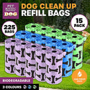 [15PCE] Pet Basic Dog Waste Clean Up Refill Bags for Easy and Hygienic Waste Disposal, Keep Your Neighborhood Clean