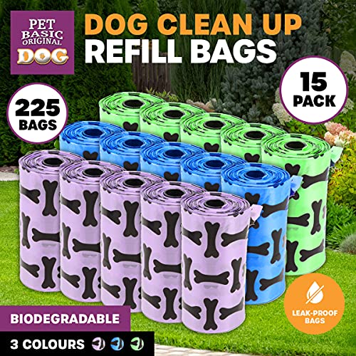 [15PCE] Pet Basic Dog Waste Clean Up Refill Bags for Easy and Hygienic Waste Disposal, Keep Your Neighborhood Clean