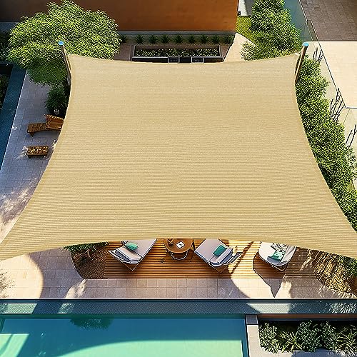 Shade&Beyond Sun Shade Sail Canopy 12'x16' Rectangle UV Block for Patio Deck Yard and Outdoor Activities Sand