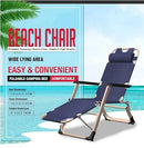 JR Joyreap Reclining Folding Deck Lounge Widening and Strengthening Sun Beach Chair for Outdoor Camping (Blue)